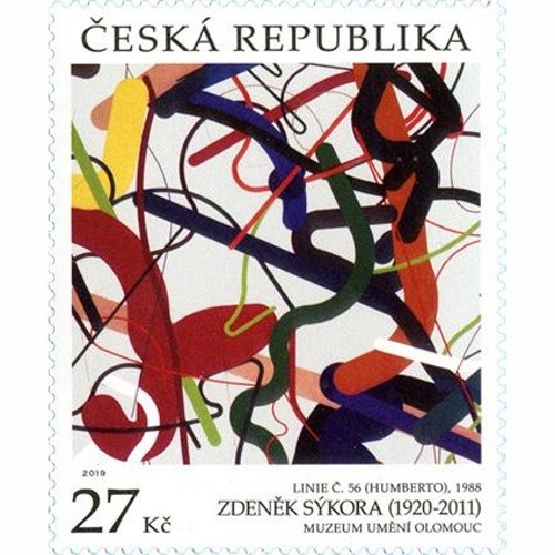 The painting from the Olomouc Museum of Art is on a postage stamp